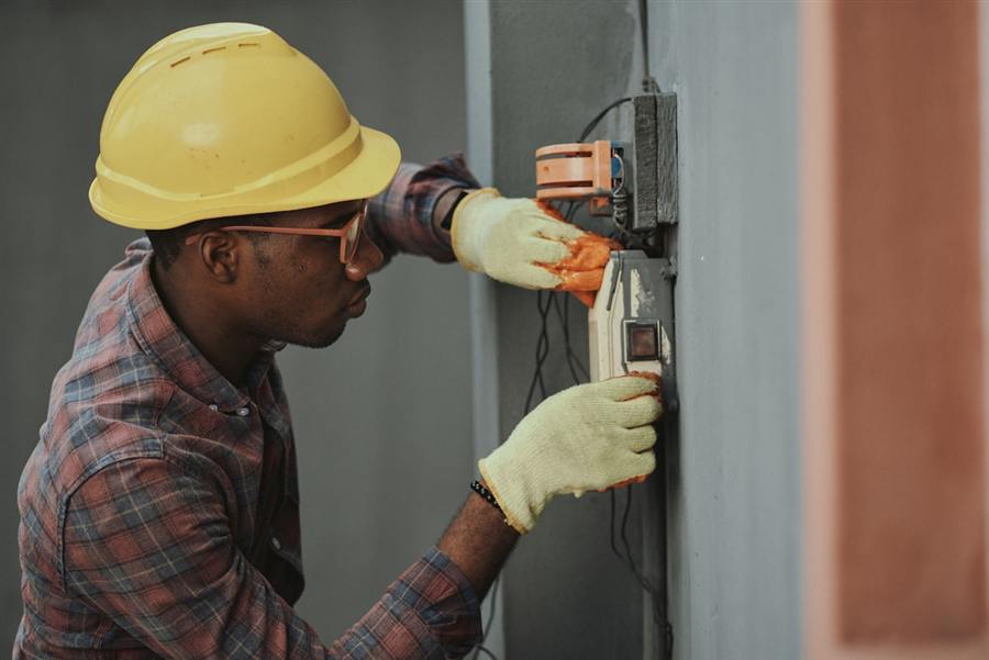 Technician working on equipment